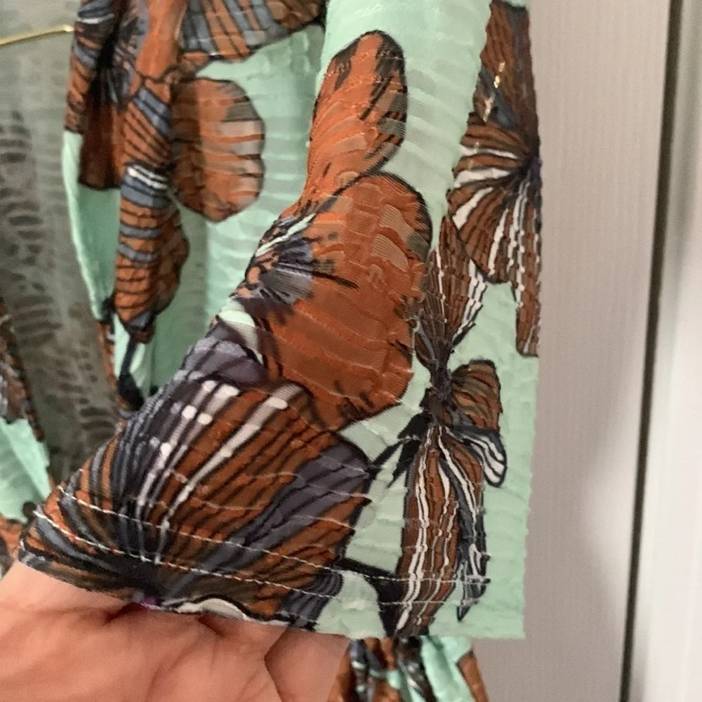 Zara Mint Green and Brown Butterfly Swim Coverup - Picture 4 of 7